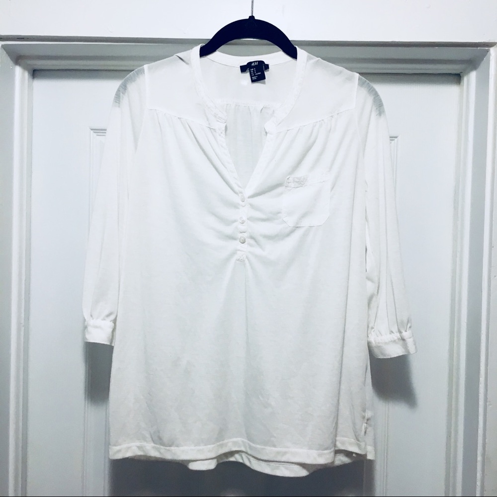 Sheer 3/4 Sleeve Blouse